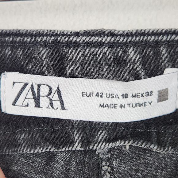 Zara Baggy Wide Jeans Women’s SZ 10 Black Wide Leg Crop Denim High Rise Cotton - Picture 3 of 14